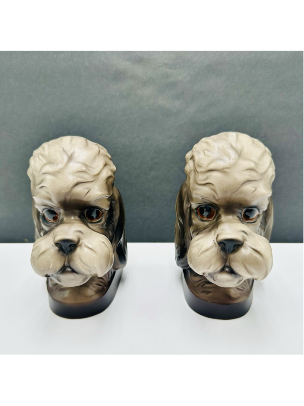 VTG Norleans Japan Poodle Dog Head Set Of Bookend Book Ends 5.5” Tall